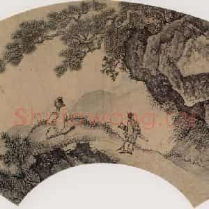 明代 周臣《携琴看山图》国画综合作品图片鉴赏