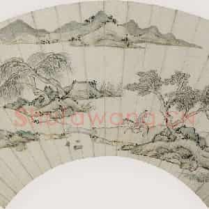明代 文嘉《春岸归骑图》国画山水作品图片鉴赏