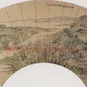 清代 任熊《春山行旅图》国画山水作品图片鉴赏