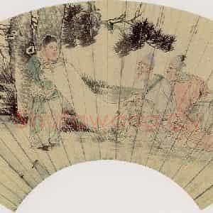 清代 任颐《二老读画图》国画综合作品图片鉴赏