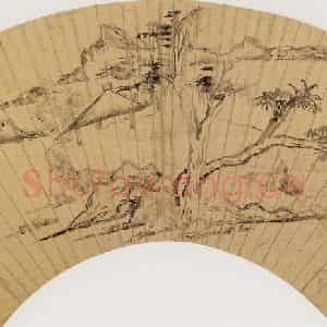 明代 文嘉《山亭双树图》国画山水作品图片鉴赏