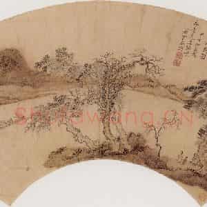 清代 成诣《秋林惜别图》国画综合作品图片鉴赏