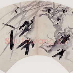 明代 蓝瑛《兰石图》国画花鸟作品图片鉴赏