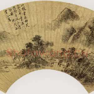 明代 沈周《溪桥林屋图》国画山水作品图片鉴赏