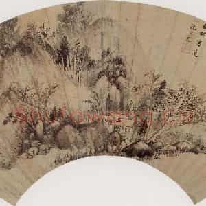 明代 沈士充《秋林高远图》国画山水作品图片鉴赏