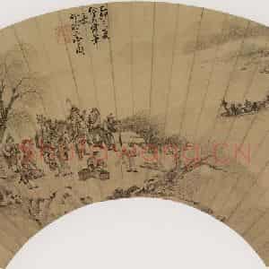 清代 上官周《野渡待舟图》国画综合作品图片鉴赏