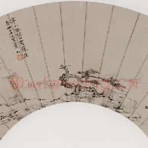清代 弘仁《松岸春居图》国画山水作品图片鉴赏