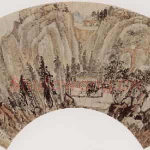 清代 髡残《溪山松屋图》国画综合作品图片鉴赏
