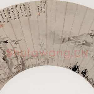 清代 查士标《涧水柴门图》国画山水作品图片鉴赏
