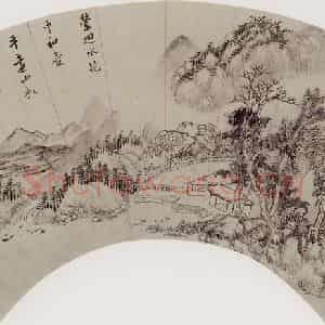 清代 王翚《远山水榭图》国画山水作品图片鉴赏