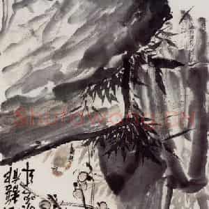 无纪年 陈师曾《梅石双雀》国画花鸟作品图片鉴赏