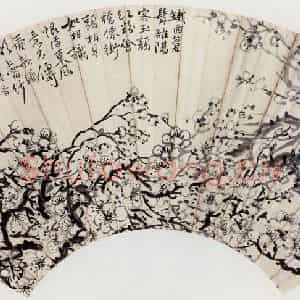 1915年 陈师曾《梅花扇面》国画花鸟作品图片鉴赏