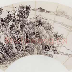 1916年 陈师曾《山水扇面》国画山水作品图片鉴赏