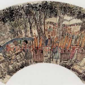 1920年 陈师曾《山水人物扇面》国画山水作品图片鉴赏