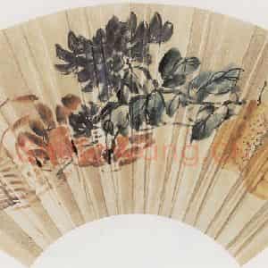 无纪年 陈师曾《菊蟹扇面》国画花鸟作品图片鉴赏