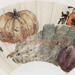 1922年 陈师曾《蔬果扇面》国画花鸟作品图片鉴赏