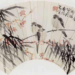 1923年 陈师曾《花鸟扇面》国画花鸟作品图片鉴赏