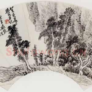 1923年 陈师曾《山水扇面》国画山水作品图片鉴赏