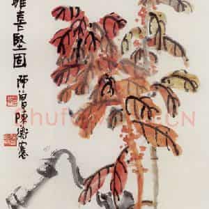 1921年 陈师曾《花卉四屏》国画花鸟作品图片鉴赏