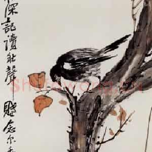 无纪年 陈师曾《秋树来禽》国画花鸟作品图片鉴赏