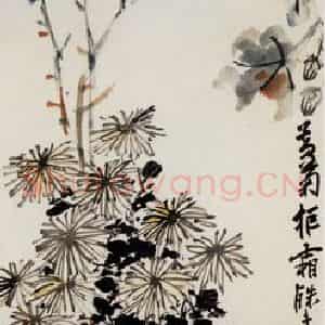 无纪年 陈师曾《菊花芙蓉》国画花鸟作品图片鉴赏