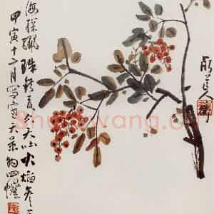 1914年 陈师曾《天竹》国画花鸟作品图片鉴赏