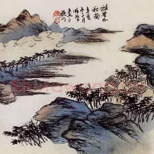 1921年 陈师曾《仿石涛山水》国画山水作品图片鉴赏