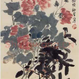 1922年 陈师曾《荣贵图》国画花鸟作品图片鉴赏