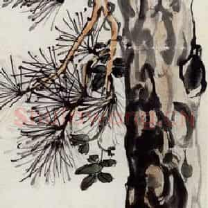 1922年 陈师曾《松树凌霄》国画花鸟作品图片鉴赏