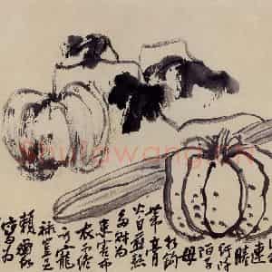 无纪年 陈师曾《墨瓜图》国画花鸟作品图片鉴赏