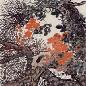 1923年 陈师曾《青松凌霄》国画花鸟作品图片鉴赏