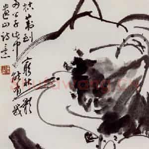 无纪年 陈师曾《荷塘双鹭》国画花鸟作品图片鉴赏