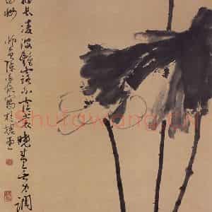 无纪年 陈师曾《墨荷》国画花鸟作品图片鉴赏