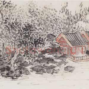 无纪年 陈师曾《鱼乐亭》国画山水作品图片鉴赏