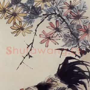 1919年 陈师曾《鸡菊图》国画花鸟作品图片鉴赏