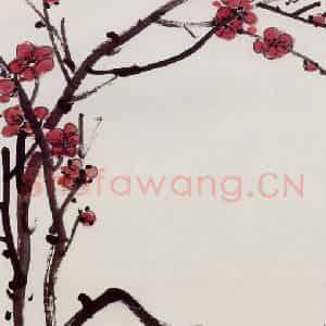 无纪年 陈师曾《红梅》国画花鸟作品图片鉴赏