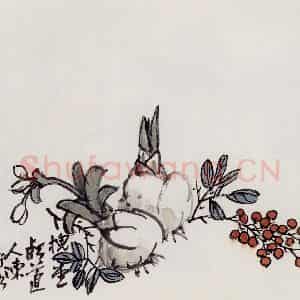 无纪年 陈师曾《水仙天竹》国画花鸟作品图片鉴赏