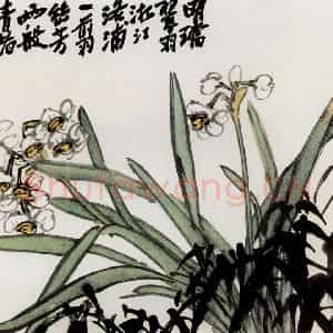 无纪年 陈师曾《水仙墨竹》国画花鸟作品图片鉴赏