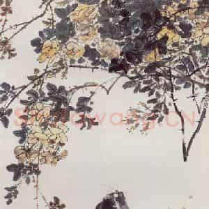 无纪年 陈师曾《猫雀蔷薇》国画综合作品图片鉴赏