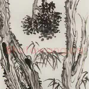 无纪年 陈师曾《竹柏长春图》国画花鸟作品图片鉴赏
