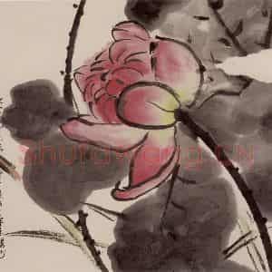 1926年 张安治《荷花》国画花鸟作品图片鉴赏