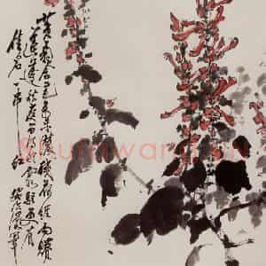 1978年 张安治《一串红》国画花鸟作品图片鉴赏