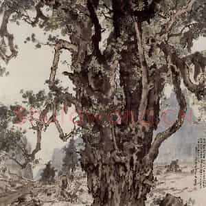 1943年 张安治《青城银杏树》国画花鸟作品图片鉴赏
