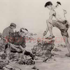 1946年 张安治《石工》国画人物作品图片鉴赏