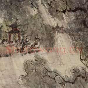 1957年 张安治《雨中瘦西湖》国画山水作品图片鉴赏