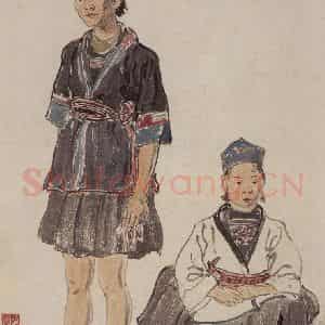 1940年 张安治《少数民族少女》国画人物作品图片鉴赏