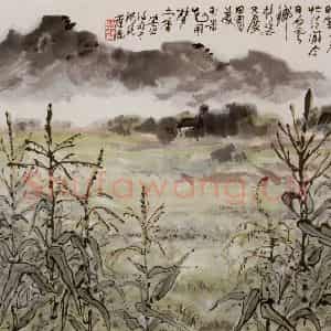 1960年 张安治《秋郊》国画山水作品图片鉴赏
