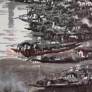1996年 徐希《古运河上》国画山水作品图片鉴赏