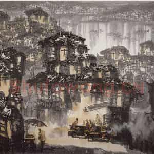 1998年 徐希《嘉陵江畔》国画综合作品图片鉴赏
