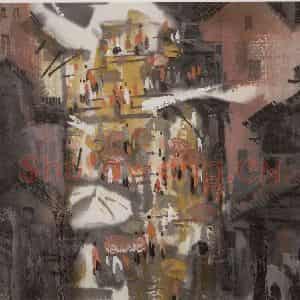 1982年 徐希《小街》国画山水作品图片鉴赏